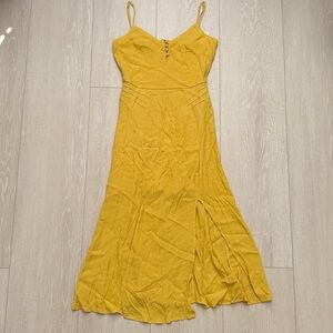 Row A Nordstrom Mustard Midi Slit Dress